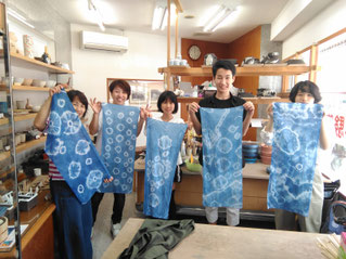 熱海　体験陶芸　藍染　お客様作品