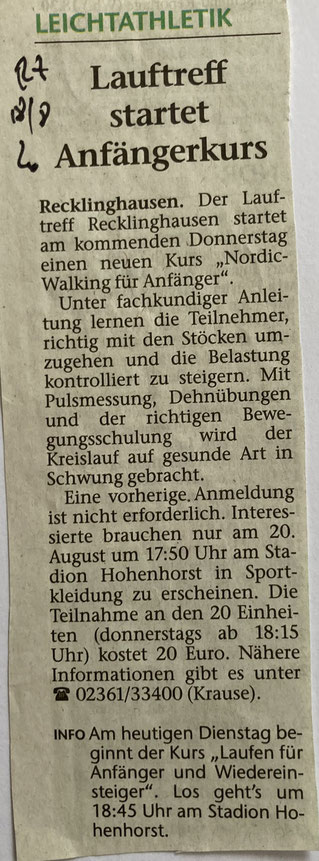 Quelle: Recklinghäuser Zeitung 18.08.2020