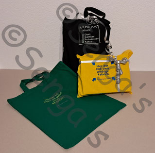 Originell bestickte Baumwolltaschen, als nachhaltige und weiterverwendbare Geschenksverpackung, als Geschenk oder Mitbringsel oder für den Eigenbedarf