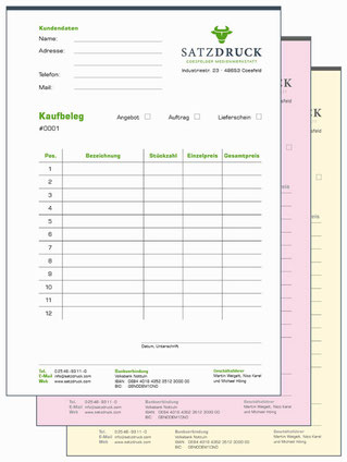 Grafik Durchschreibsätze für Lieferscheine, Kaufbelege oder Quittungen