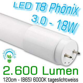 120 cm LED-Röhre T8 - G13, 18 Watt, 300° Ausstrahlung, Lichtfarbe  Tageslichtweiß 6000K