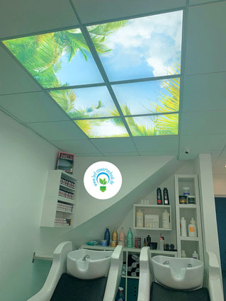 Hochwertiger LED-Deckenhimmel mit individuellem Wunschmotiv – ideal für Hotel-Lounges und Wohnbereiche zur Entspannung