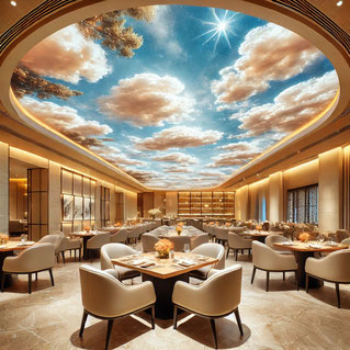 Stilvolles Restaurant mit warmen LED-Lichtakzenten für eine gemütliche und gehobene Gastronomie-Atmosphäre.