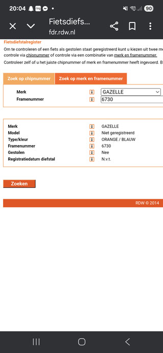 Gazelle-orange-diefstalregister