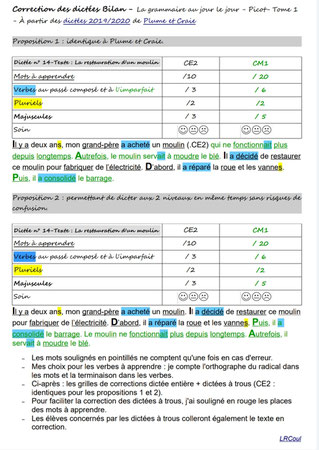 Orthographe Dictées Picot Grammaire Méthode Picot Correction CE2 CM1 cycle 2 cycle 3