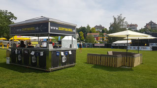 Zapfmobil als Auschankwagen für die Corona Launch in Murten im Auftrag Feldschlöschen Ag Rheinfelden Eventservice  fgg FGG