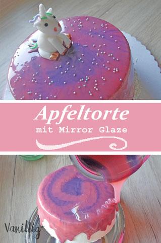 einhorn, torte, einhortorte, apfeltorte, torte, mirror glazen