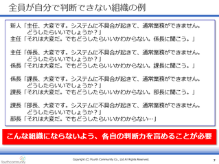全員が自分で判断できない組織の例