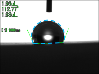 液滴は計算した球の球欠部分になるので、 先ほど計算した球の体積から水色の液滴 部分の体積を計算
