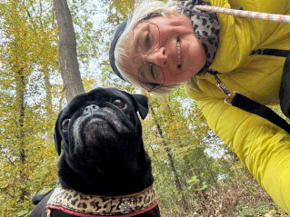 Spaziergang im Wald mit meinem Mops Fine 