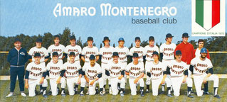 La formazione della Fortitudo Bologna sponsorizzata Amaro Montenegro Campione d'Italia 1972