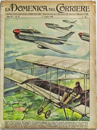 Copertina de La Domenica del Corriere del luglio 1956 che diede ampio spazio all'evento. (collezione privata)