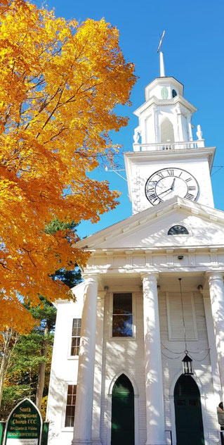Amazing New England church in the fall