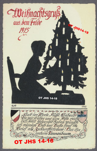 Carte Noël 1915 d'Ernst Kopp à son épouse - Crédit et propriété exclusive : OT JHS14-18 (Reproduction et copie interdites)