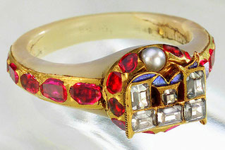 This is certainly a ring of Queen Elizabeth, but probably not the ring thrown out of the window by Lady Scrope.