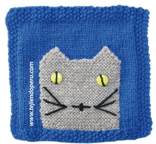 Tutorial: bolsillo en forma de gatito para aplicado tejido en dos agujas o palitos