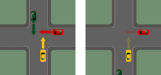 Vier Fahrzeuge bei rechts vor links! wer fährt zuerst? - Führerschein