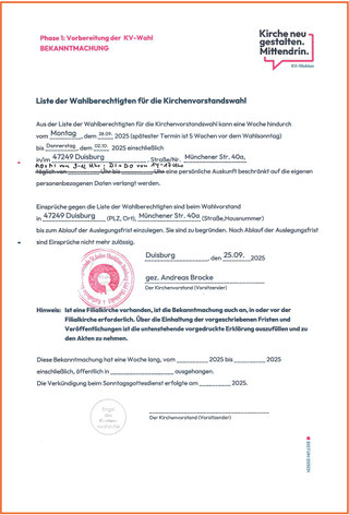 Liste der Wahlberechtigten für die KV-Wahl