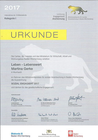 lea mittelstandspreis  urkunde soziales engagement hajoona
