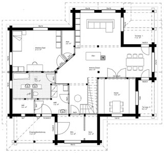Blockhaus EG-Grundriss - Holzhaus  kaufen, planen, bauen - Massivholzhaus - Blockhaus - Wohnblockhaus - Entwurfsplanung
