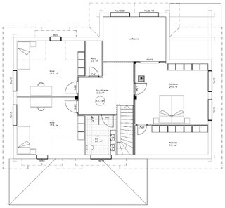 Blockhaus OG-Grundriss - Holzblockhaus  - Wohnblockhaus - Entwurfsplanung