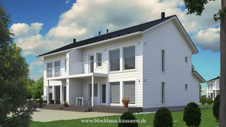 Blockhaus als  Doppelhaus - Holzhaus in Blockbauweise - Blockhäuser bauen - Marburg - Gießen - Alsfeld - Wetzlar - Limburg - Hanau
