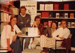 Frankfurter Buchmesse 1978, Stand Rhombus-Verlag, Dr. Heidi Dumreicher,J.S.,Martin Neumann, Franz-Josef Czernin, Vintila Ivanceanu