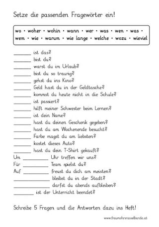 Fragewörter - fraumohrsrasselbandes Webseite!