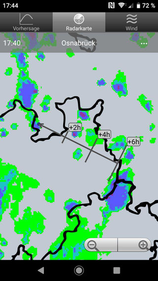 Regenradar App Regenvorschau Screenshot Kartenseite