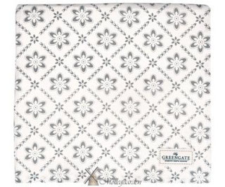GreenGate Tischdecke grau-weiß mit Blumen