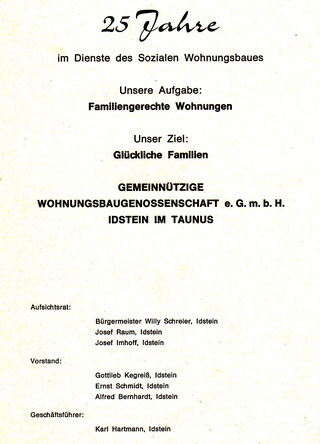 25 Jahre Gemeinnützige Wohnungsbaugenossenschaft Idstein 1972