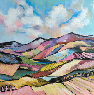 Vorarlberg acrylgemälde, rita galambos, fine artist, hungary, contemporary art, landschaftmalerei, creek, acrylpainting, modernart, modernpaint