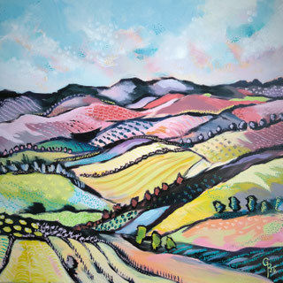 Farbenland acrylgemälde, rita galambos, fine artist, hungary, contemporary art, landschaftmalerei, creek, acrylpainting, modernart, modernpaint
