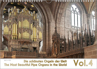 Das Bild einer Orgel füllt fast das ganze Bild aus. Die oberen 80 % sind Foto, der Rest unten ist ein weißes Feld mit dem Orgelkalendertitel links und der Vol.-Nr. rechts.