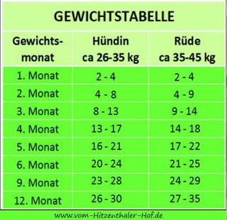 Gewichtstabelle - ALTDEUTSCHER SCHÄFERHUND / LANGSTOCKHAAR SCHÄFERHUND ...