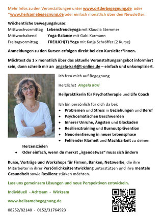 Psychotherapie und Coaching am Ort der Begegnung - Ängste, Neuorientierung.