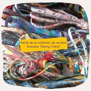 Cordons de tissu Liberty en coton coloré pour bracelets argent massif ou acier inoxydable plaqué or