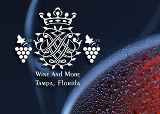 It is a section of the wine calendar "Wein-Impressionen". On the right you can see a very large part of a red wine glass with red wine, on the left the logo of a wine estate is graphically embedded in the dark blue background.