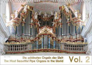 A pipe organ calendar from the Vol. series. At the top is a photo of a pipe organ, at the bottom is the title on the left in a white area across the entire width and the vol. no. on the right.