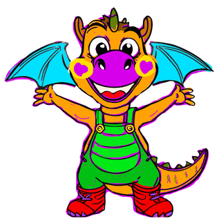 Drachen-Maskottchen Momelix – sitzt über dem Kaufen-Button
