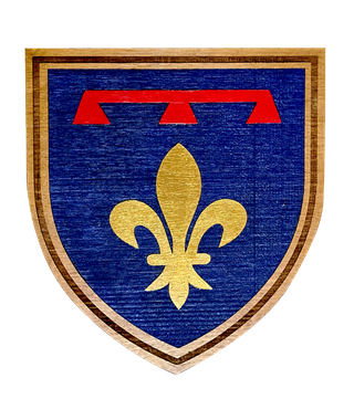 Blason en bois de recupération gravé au laser et peint à la main taille 19cm de large