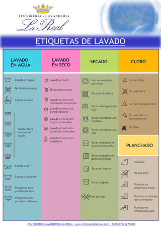 Etiquetas de lavado - Tintoreria Lavanderia La Real
