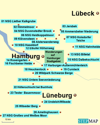 Bild: Karte der Wanderungen südwestlich von Lübeck