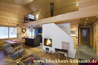 Blockhaus als Wohnhaus - Kaminofen