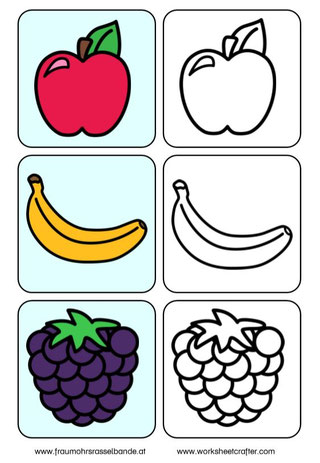 Obst - Ausmalen oder Memory - fraumohrsrasselbandes Webseite!