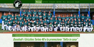 La home page del sito dei Grizzlies Torino 48