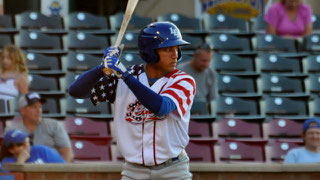 Nella foto Marten Gasparini ieri notte con la casacca in occasione del Memorial Day (Mary Lay/Lexington Legends)