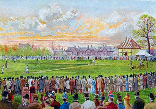 Nel disegno viene rappresentata la partita al Crystal Palace Grounds, Londra: Cubs Vs All-American (1989)