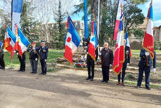 Porte-drapeaux lors de la cérémonie d'hommage aux victimes du terrorisme le 11 mars 2024 à Montpellier anocr34.fr