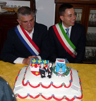 La réception officielle en 2014 à Fara Sabina avec les maires des deux communes jumelées.